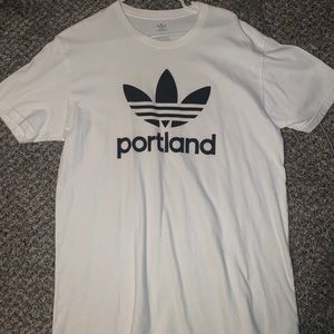 Men’s white adidas Portland shirt